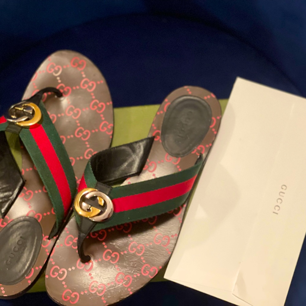 Gucci GG Thong Web Sandals